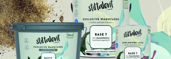 Drei Farbeimer in verschiedenen Größen